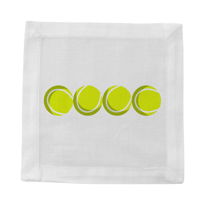 Tennis Balls Cotton Sateen Cocktail Napkins - nicolettemayer.com