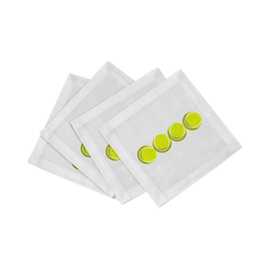 Tennis Balls Cotton Sateen Cocktail Napkins - nicolettemayer.com