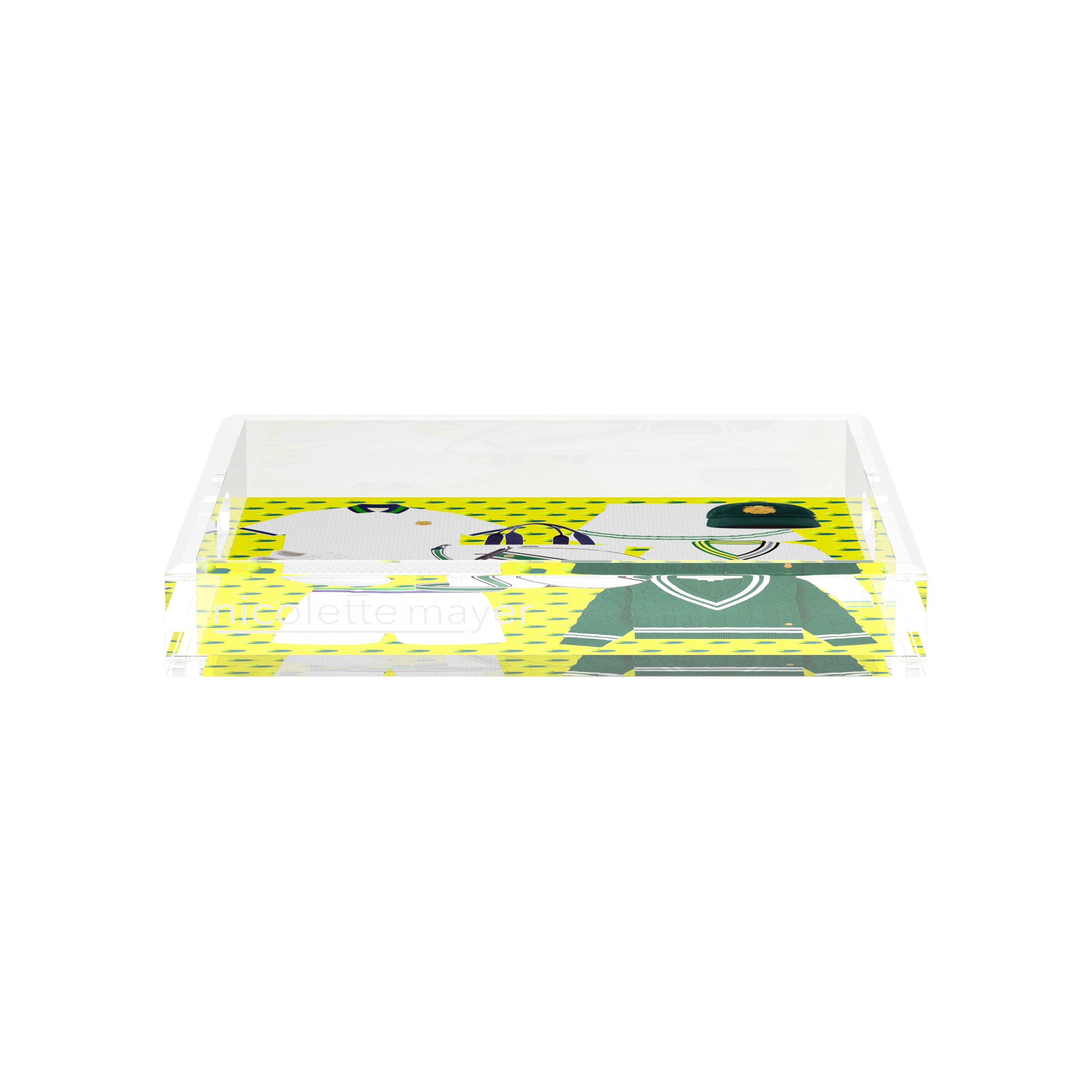 Tenniscore Fashion Chartreuse Kelly  12X12 Acrylic Tray - nicolettemayer.com 