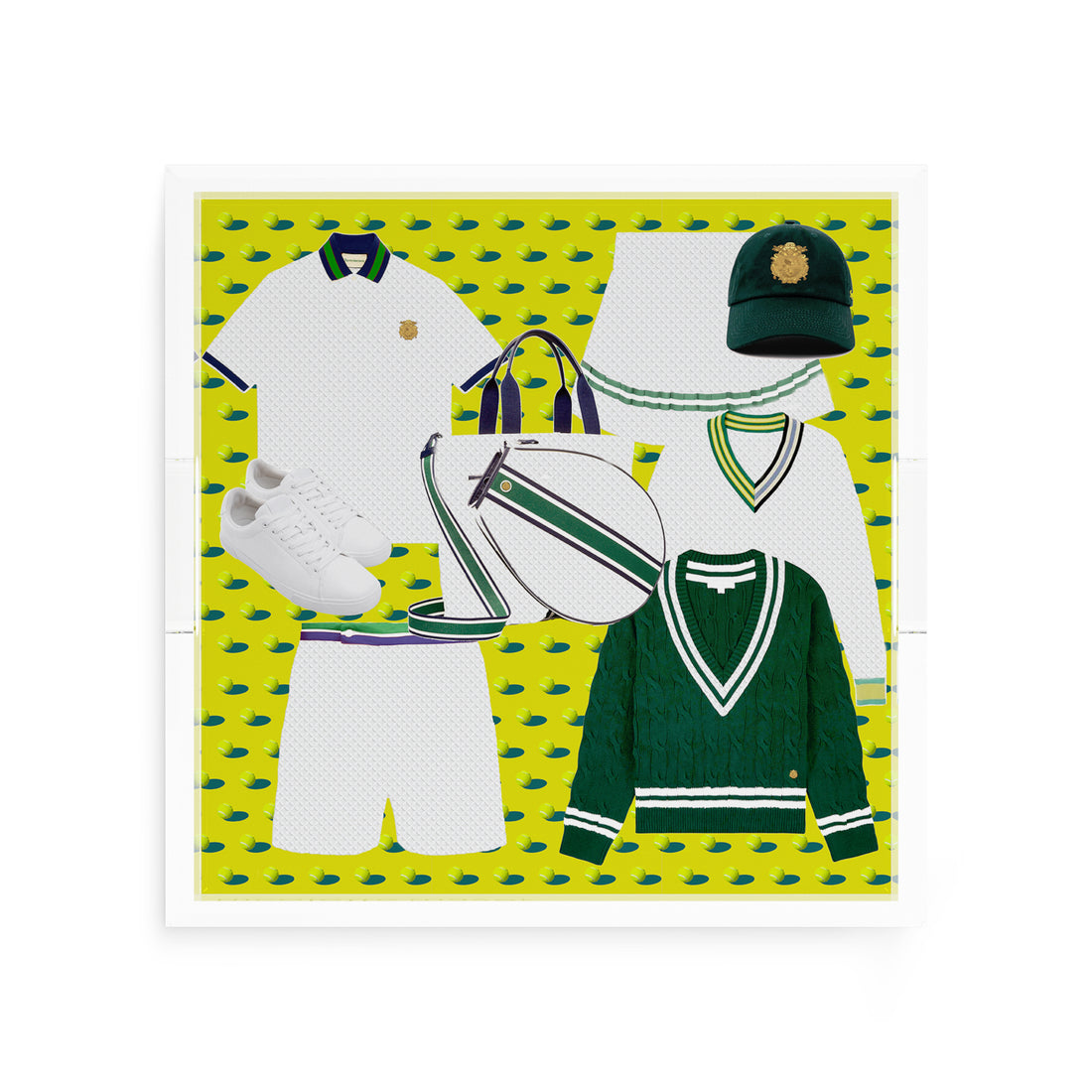 Tenniscore Fashion Chartreuse Kelly  12X12 Acrylic Tray - nicolettemayer.com 