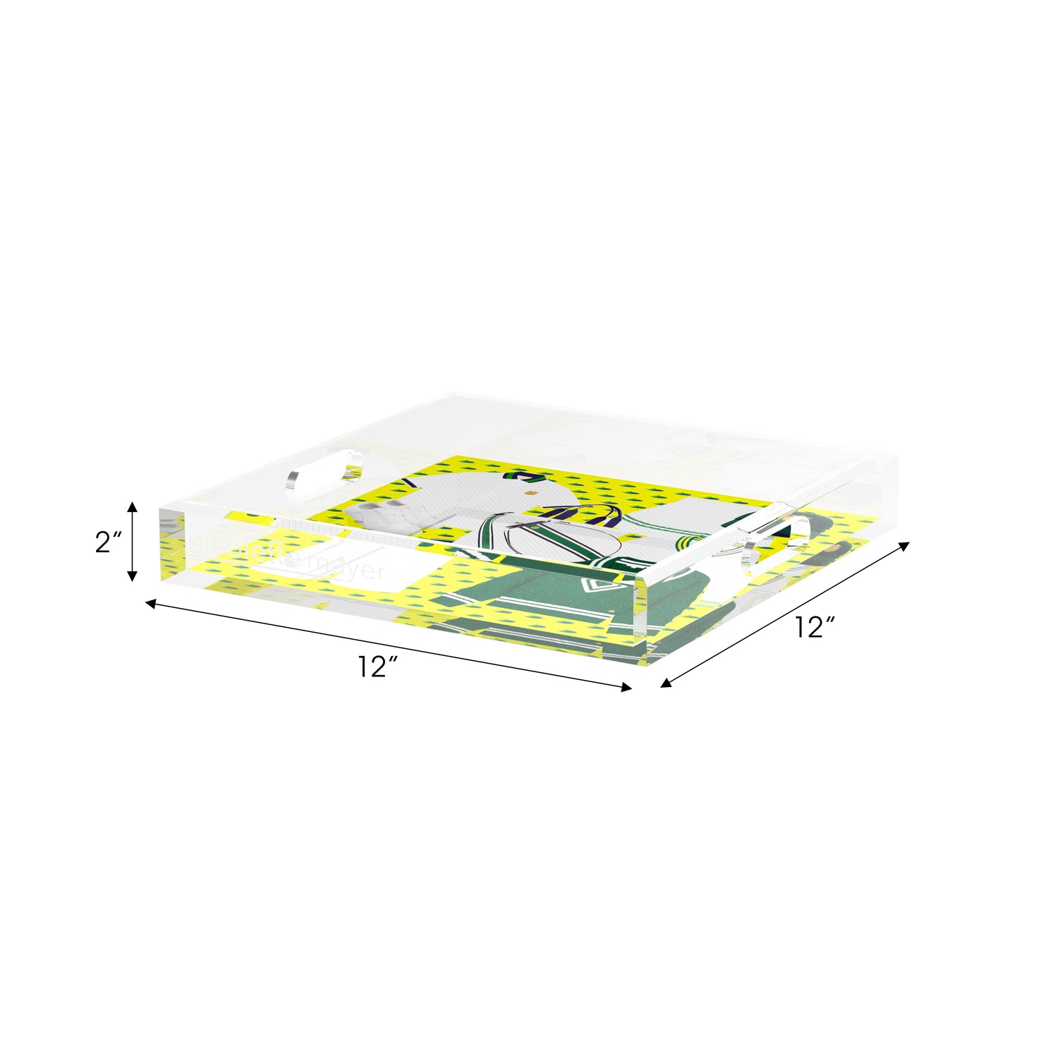 Tenniscore Fashion Chartreuse Kelly  12X12 Acrylic Tray - nicolettemayer.com 
