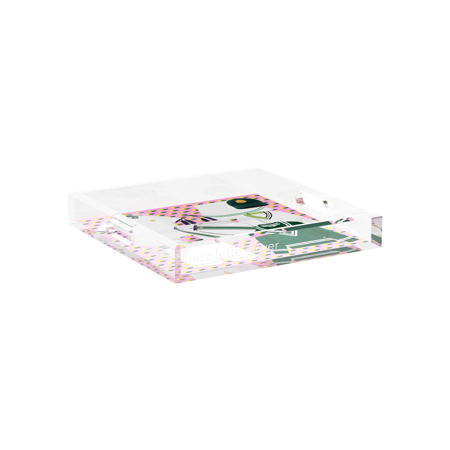 Tenniscore Fashion Pink  12X12 Acrylic Tray - nicolettemayer.com 