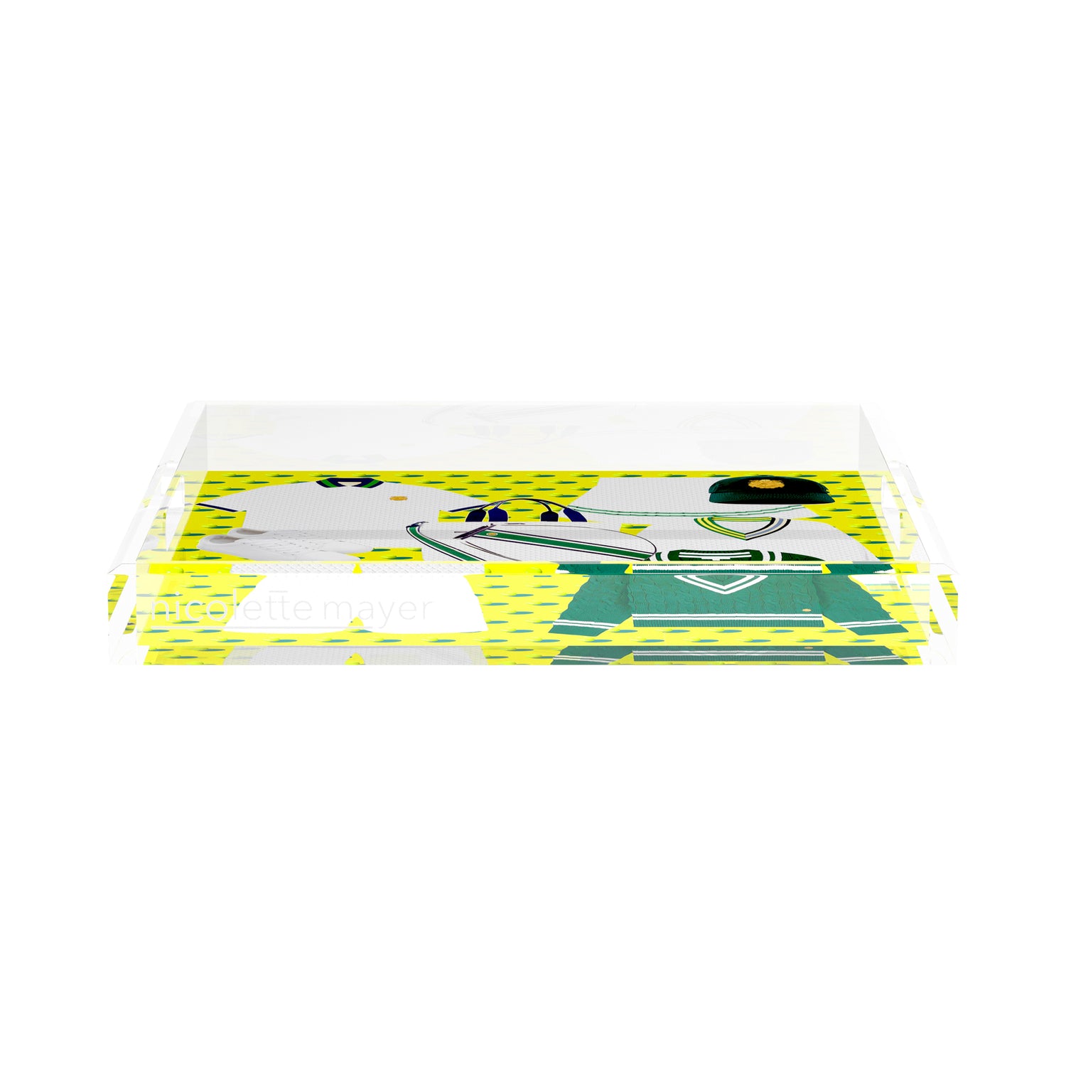 Tenniscore Fashion Chartreuse Kelly  15X15 Acrylic Tray - nicolettemayer.com 
