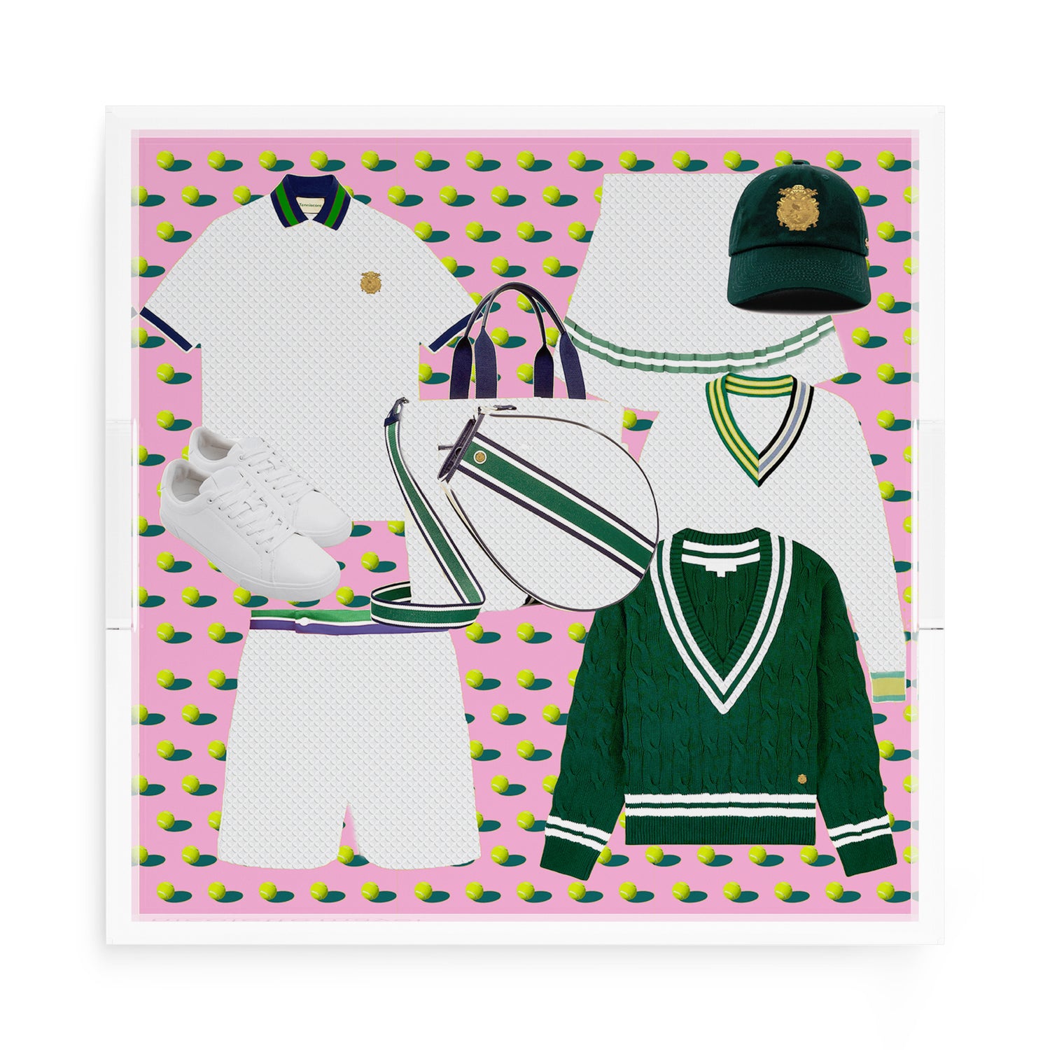Tenniscore Fashion Pink  15X15 Acrylic Tray - nicolettemayer.com 
