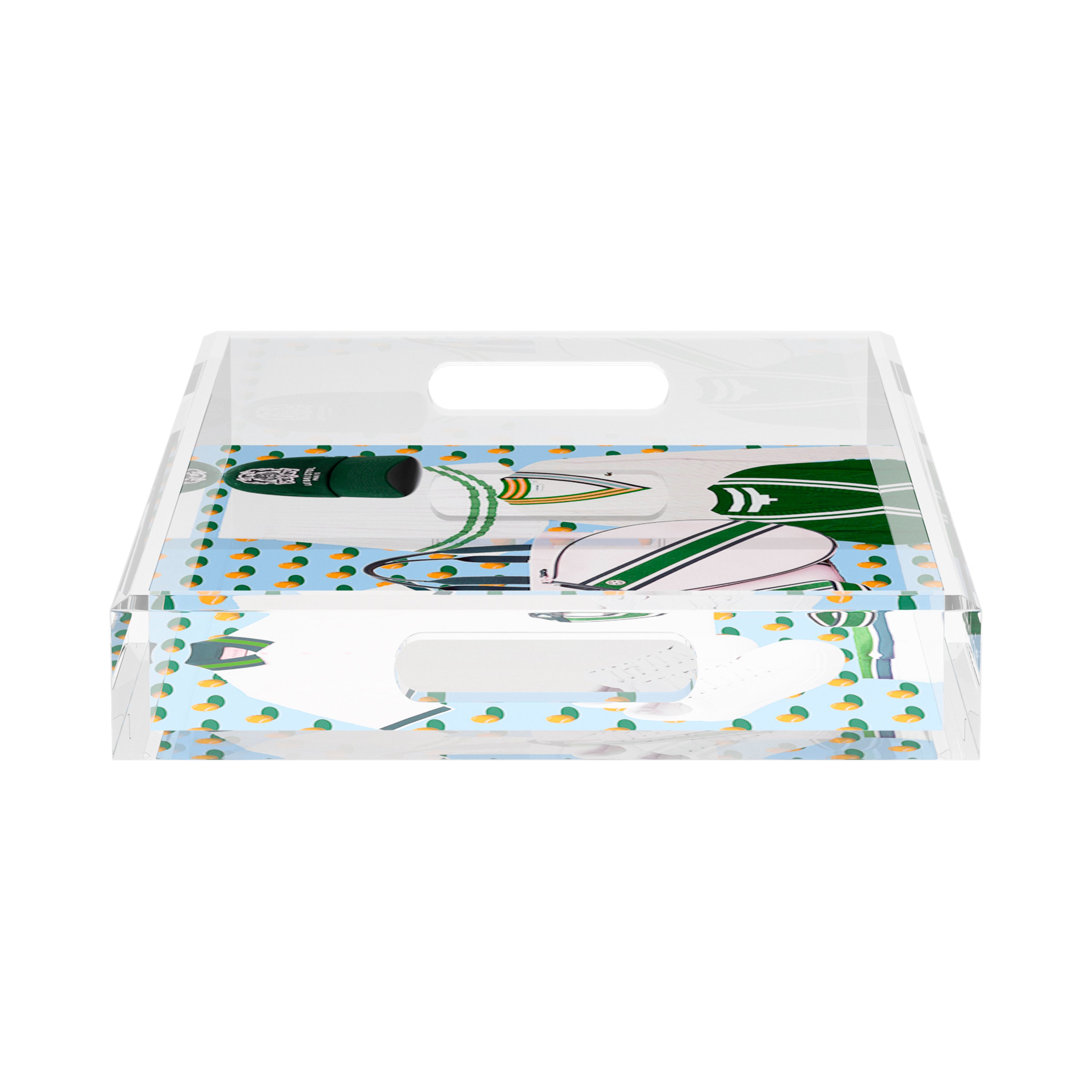 Tenniscore Fashion Blue Orange  17X10.5 Acrylic Tray - nicolettemayer.com 