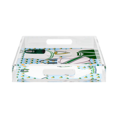 Tenniscore Fashion Blue Orange  17X10.5 Acrylic Tray - nicolettemayer.com 