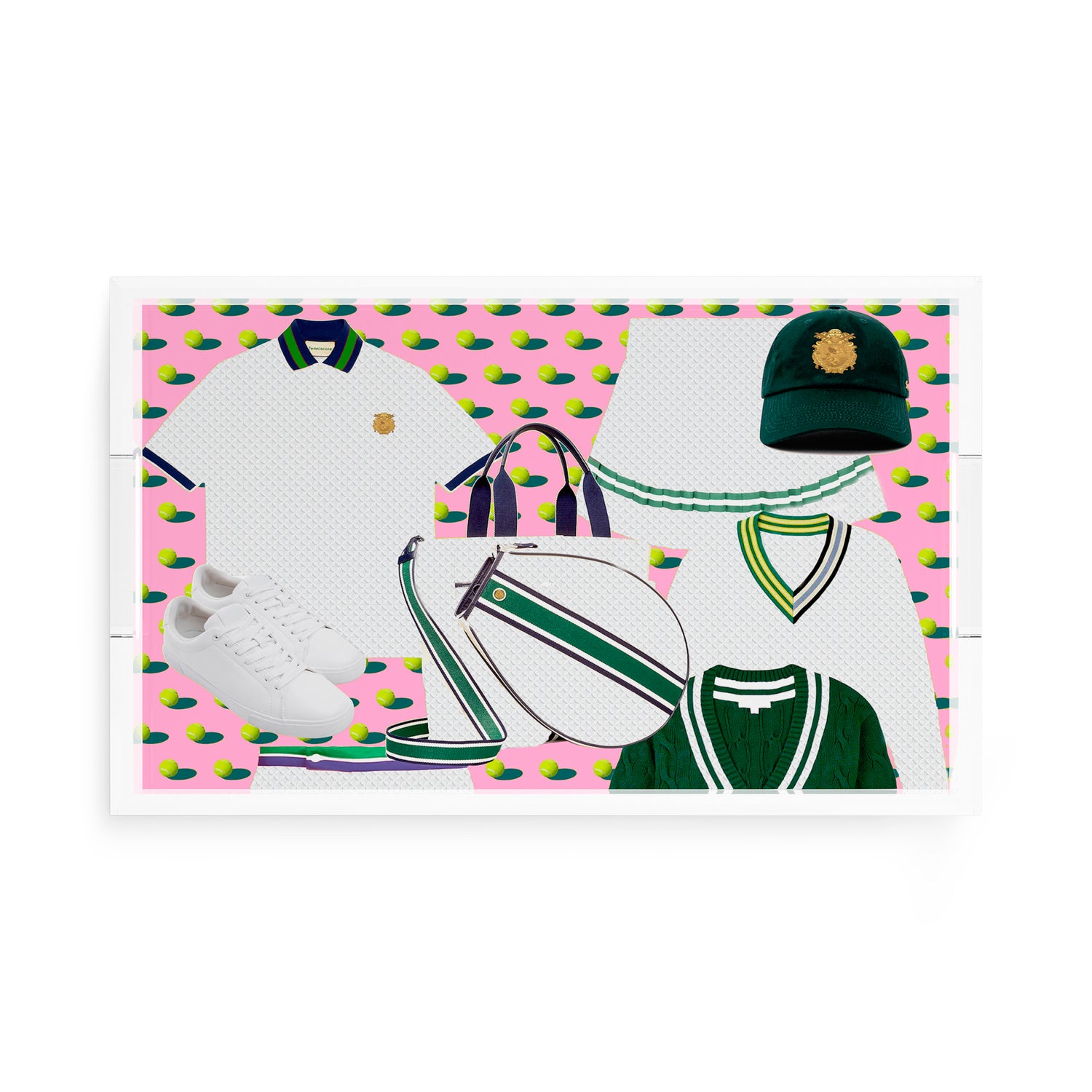 Tenniscore Fashion Chartreuse Kelly  17X10.5 Acrylic Tray - nicolettemayer.com 