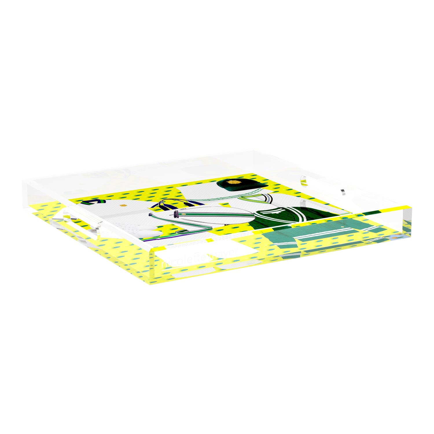Tenniscore Fashion Chartreuse Kelly  18X18 Acrylic Tray - nicolettemayer.com 