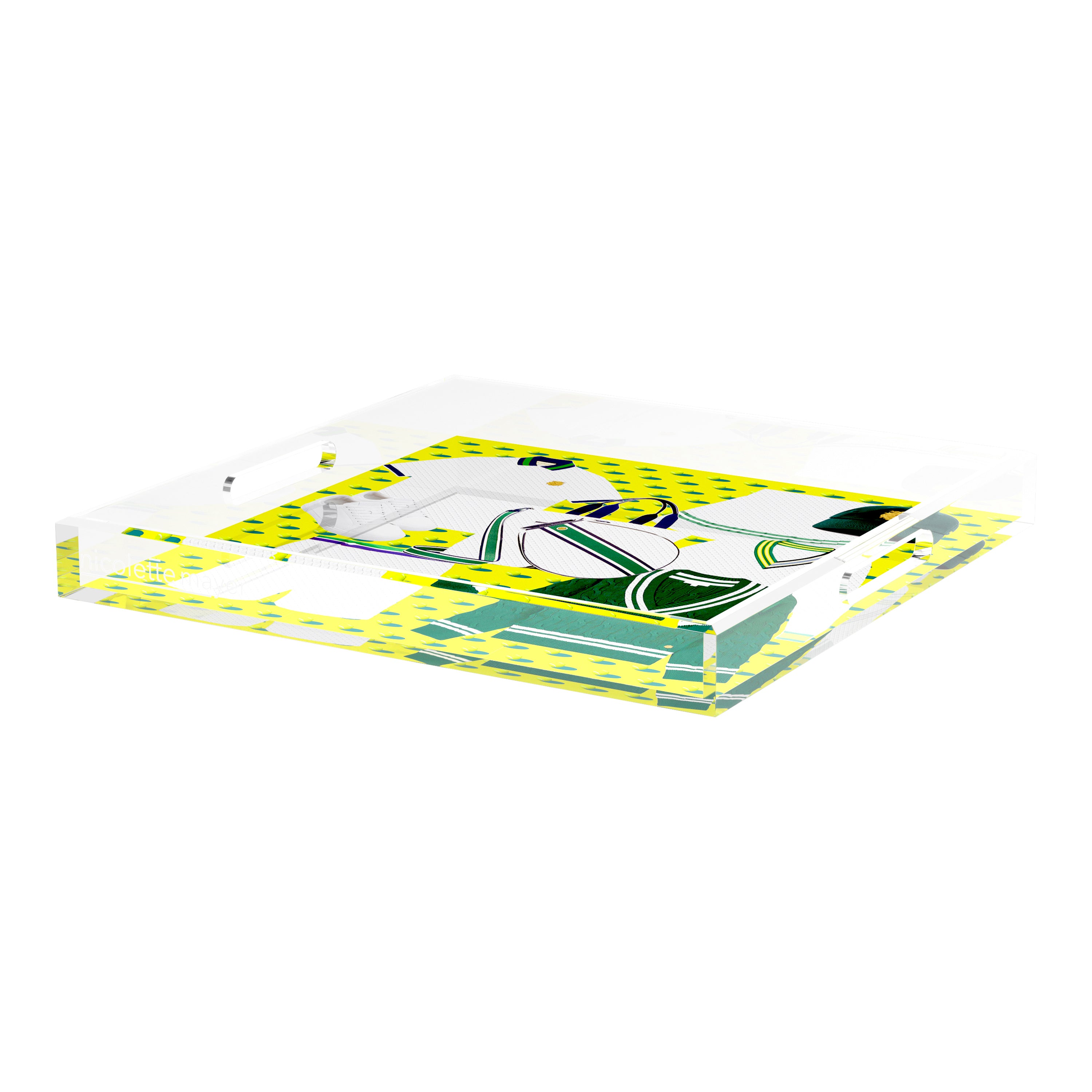 Tenniscore Fashion Chartreuse Kelly  18X18 Acrylic Tray - nicolettemayer.com 