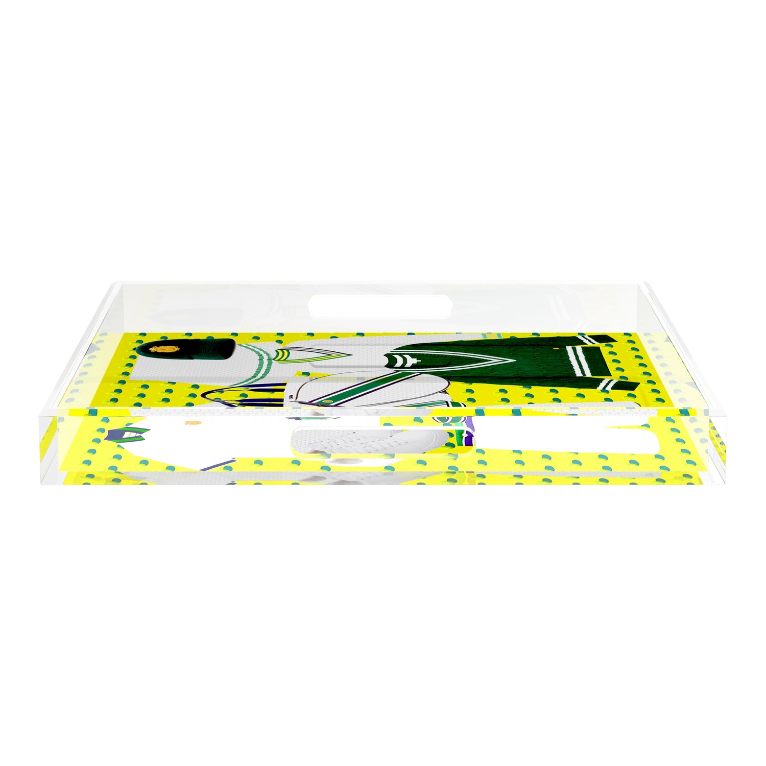 Tenniscore Fashion Chartreuse Kelly  18X18 Acrylic Tray - nicolettemayer.com 