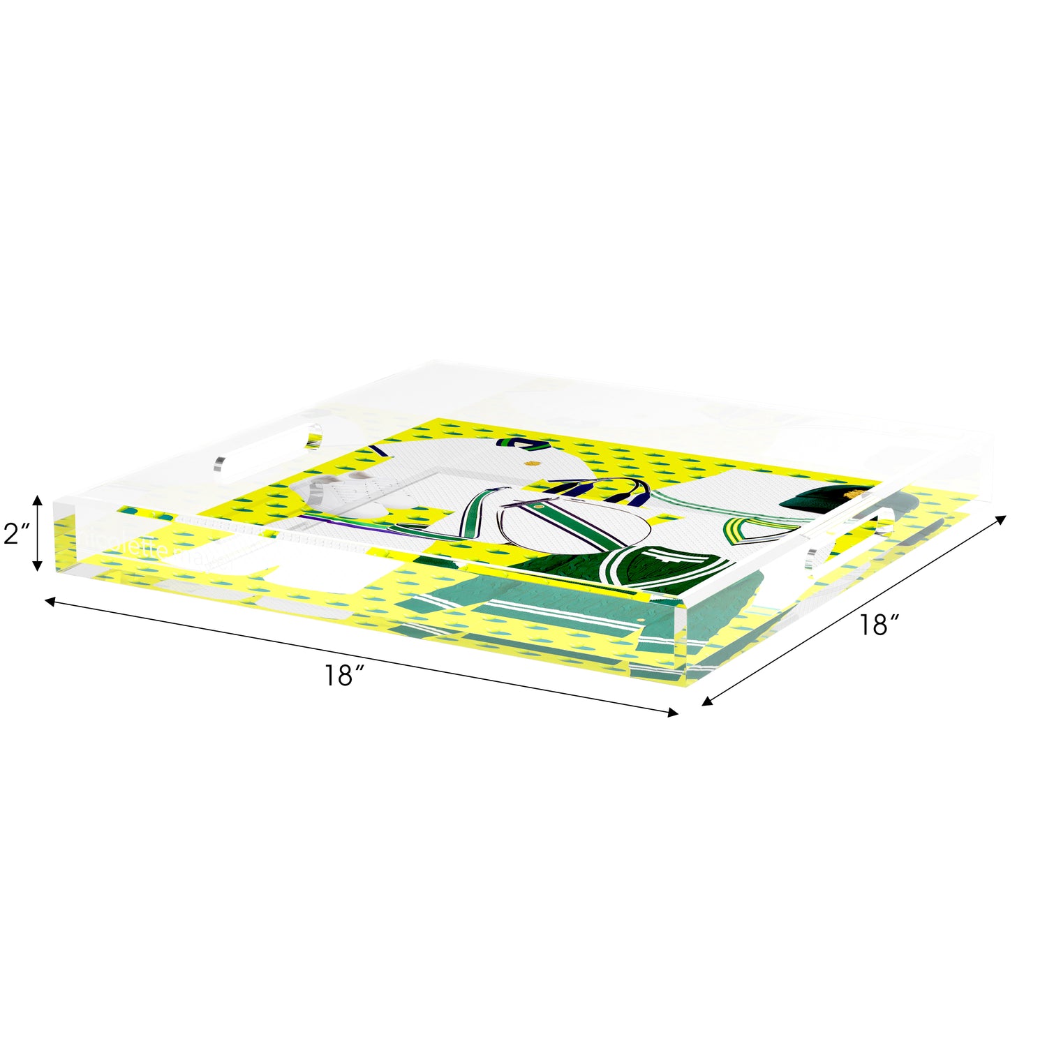 Tenniscore Fashion Chartreuse Kelly  18X18 Acrylic Tray - nicolettemayer.com 