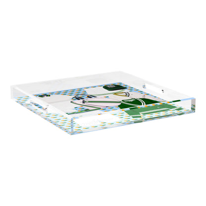 Tenniscore Fashion Blue Orange  18X18 Acrylic Tray - nicolettemayer.com 