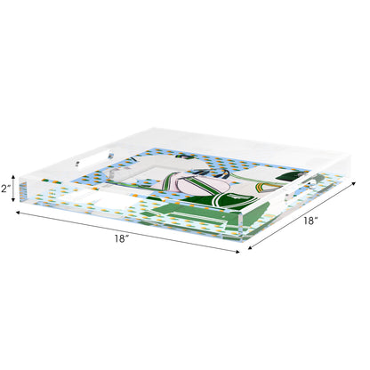 Tenniscore Fashion Blue Orange  18X18 Acrylic Tray - nicolettemayer.com 