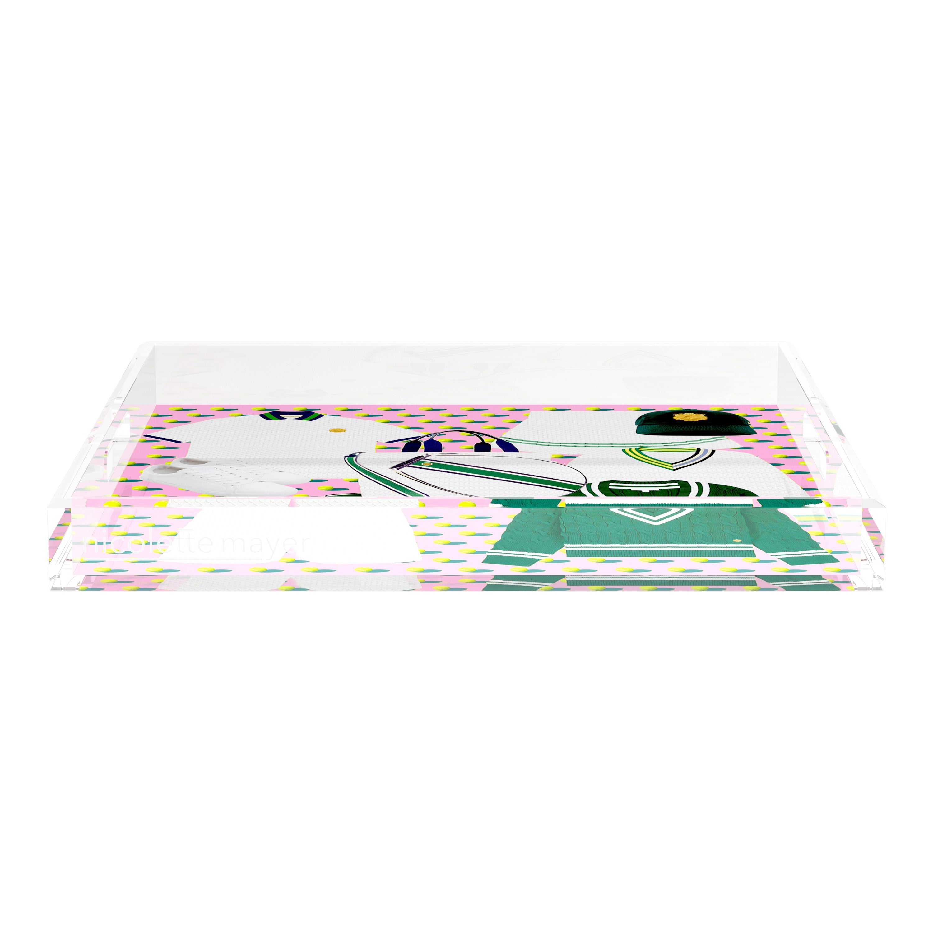 Tenniscore Fashion Pink  18X18 Acrylic Tray - nicolettemayer.com 