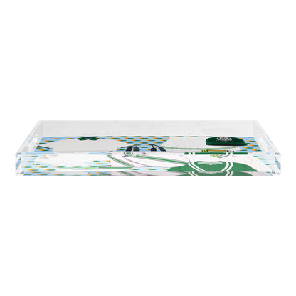 Tenniscore Fashion Blue Orange  22.5x14.5 Acrylic Tray - nicolettemayer.com 