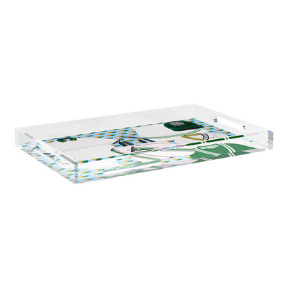 Tenniscore Fashion Blue Orange  22.5x14.5 Acrylic Tray - nicolettemayer.com 