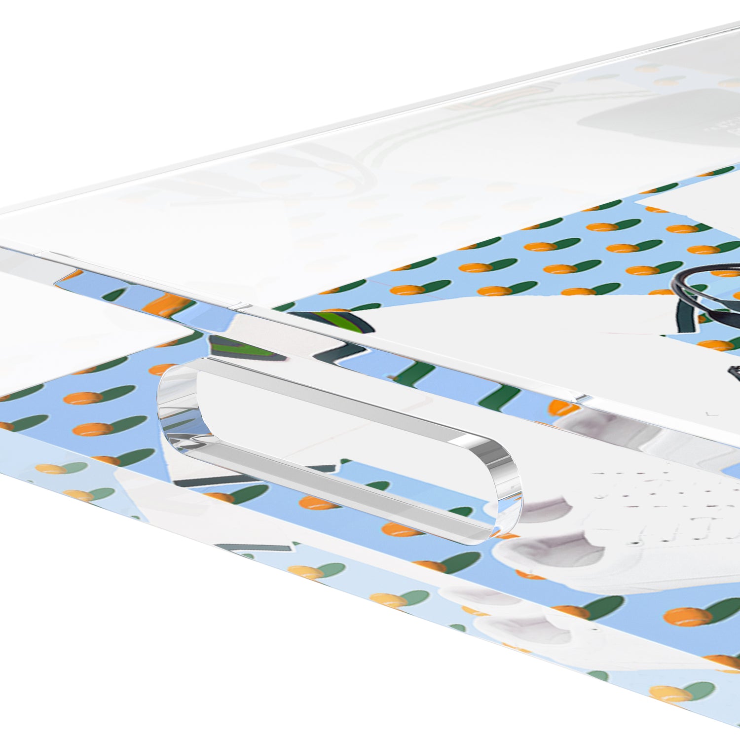 Tenniscore Fashion Blue Orange  22.5x14.5 Acrylic Tray - nicolettemayer.com 