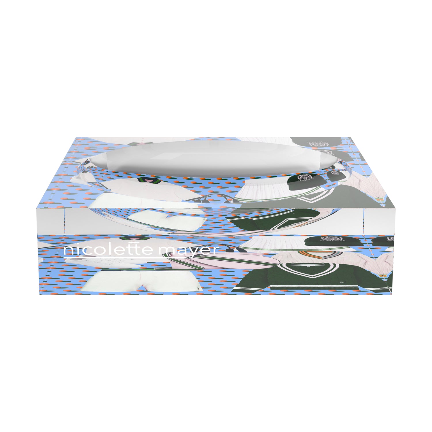 Tenniscore Fashion Blue Orange Tennis Candy Catchall Dish