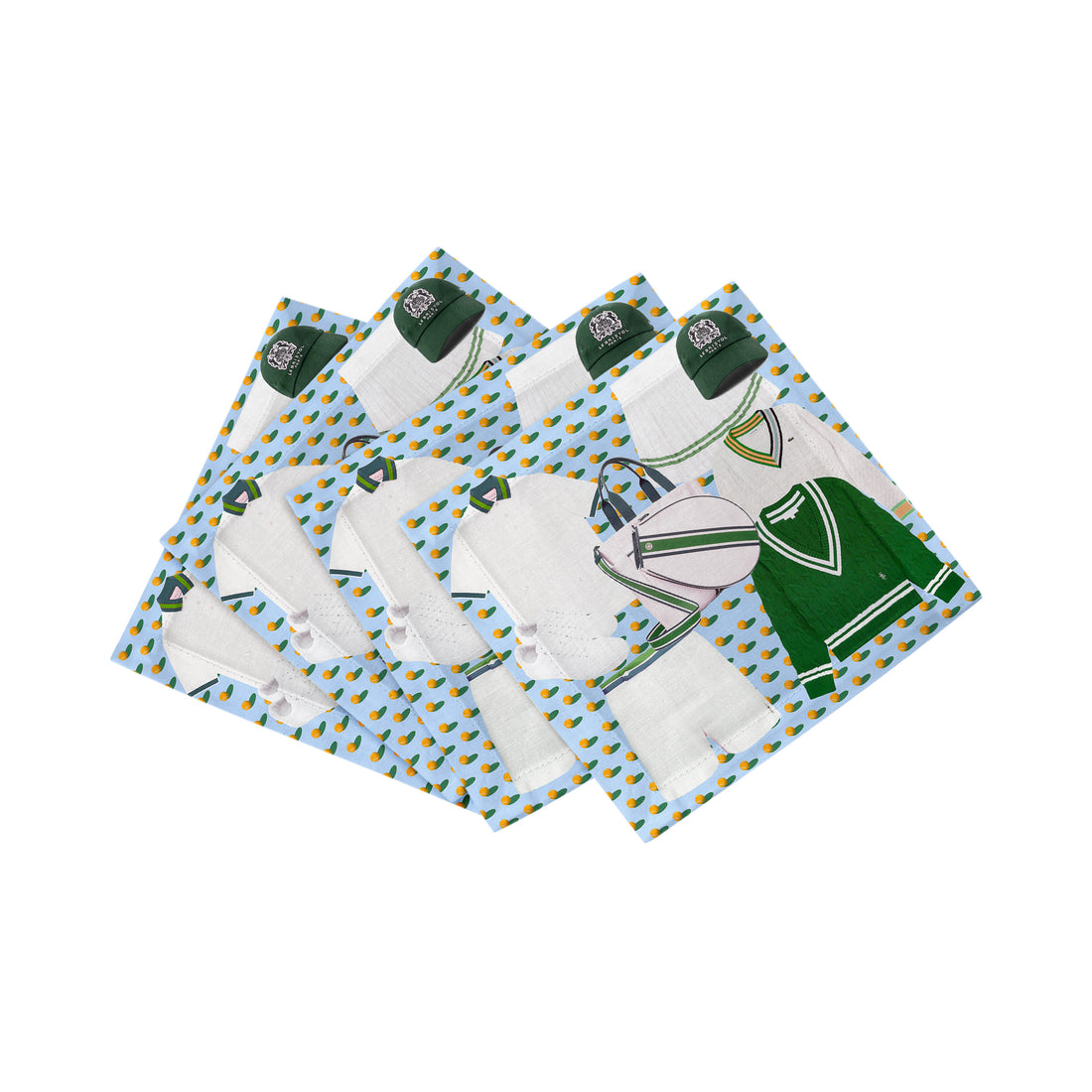 Tenniscore Fashion Blue Orange Cotton Sateen Cocktail Napkins - nicolettemayer.com