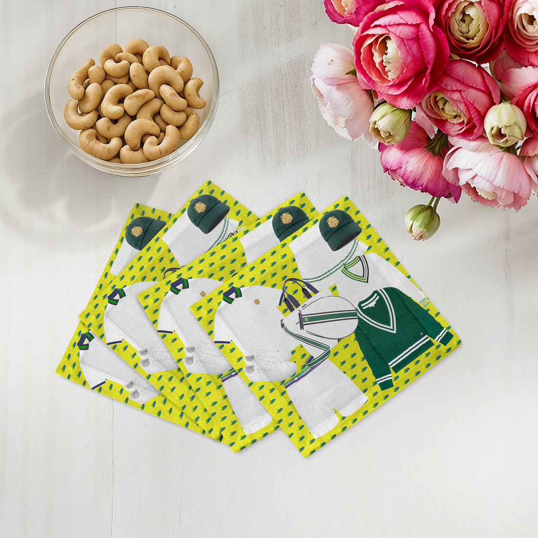 Tenniscore Fashion Chartreuse Kelly Cotton Sateen Cocktail Napkins - nicolettemayer.com