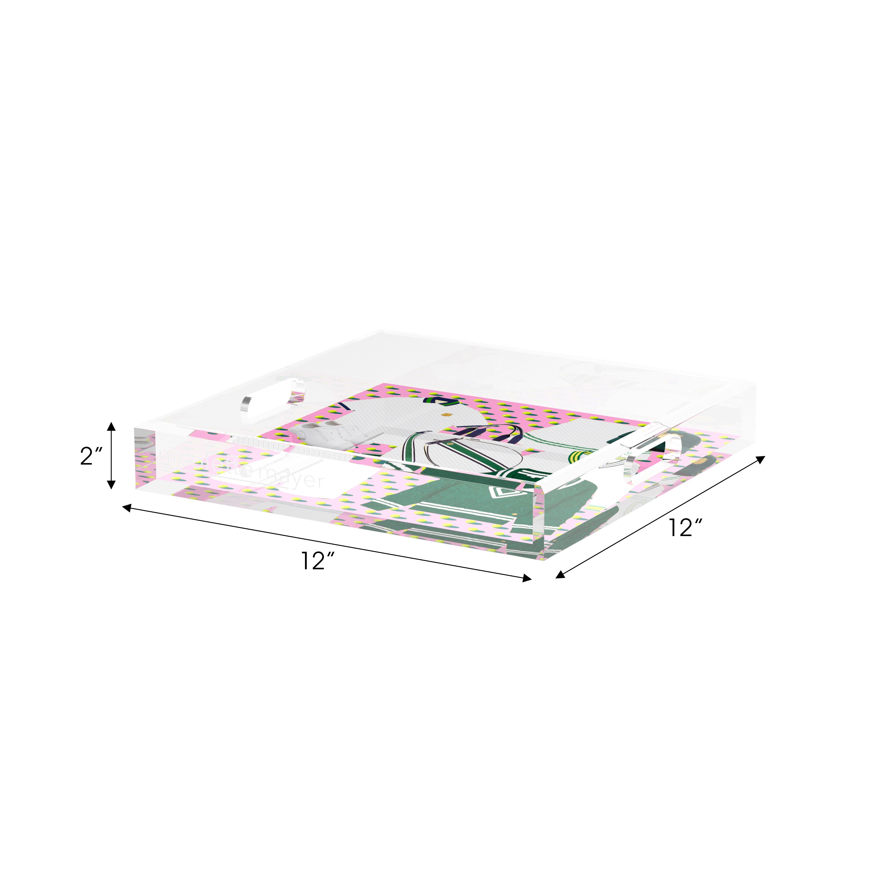 Tenniscore Fashion Pink  12X12 Acrylic Tray - nicolettemayer.com 