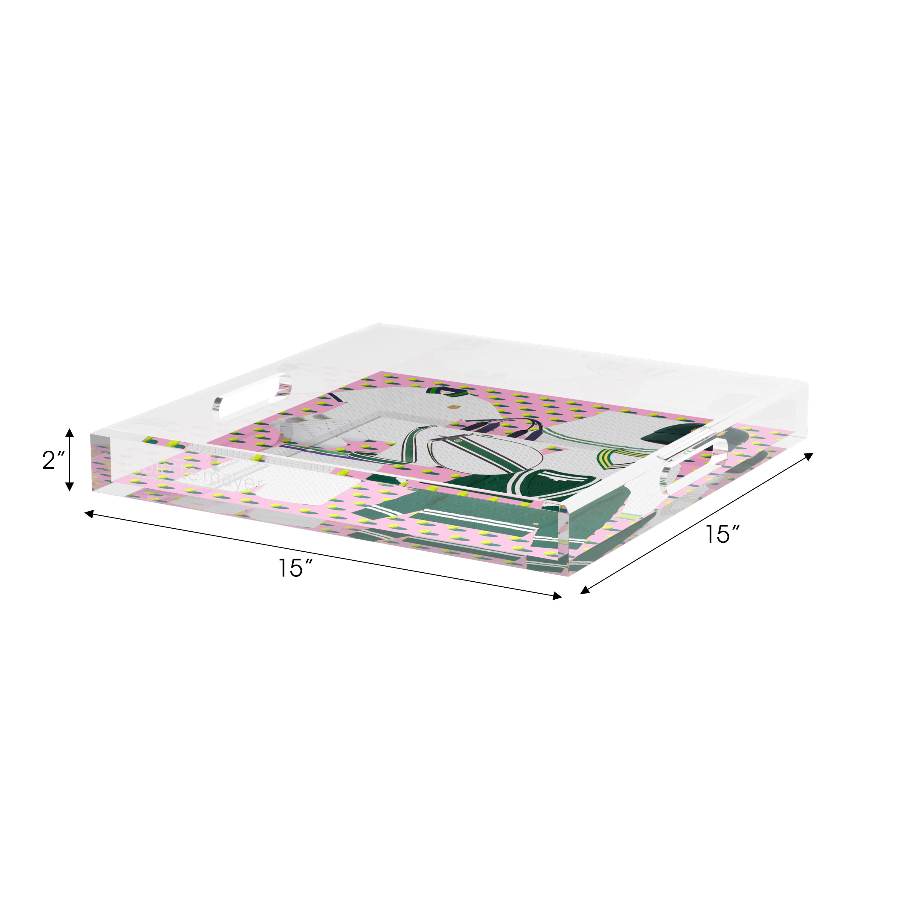 Tenniscore Fashion Pink  15X15 Acrylic Tray - nicolettemayer.com 