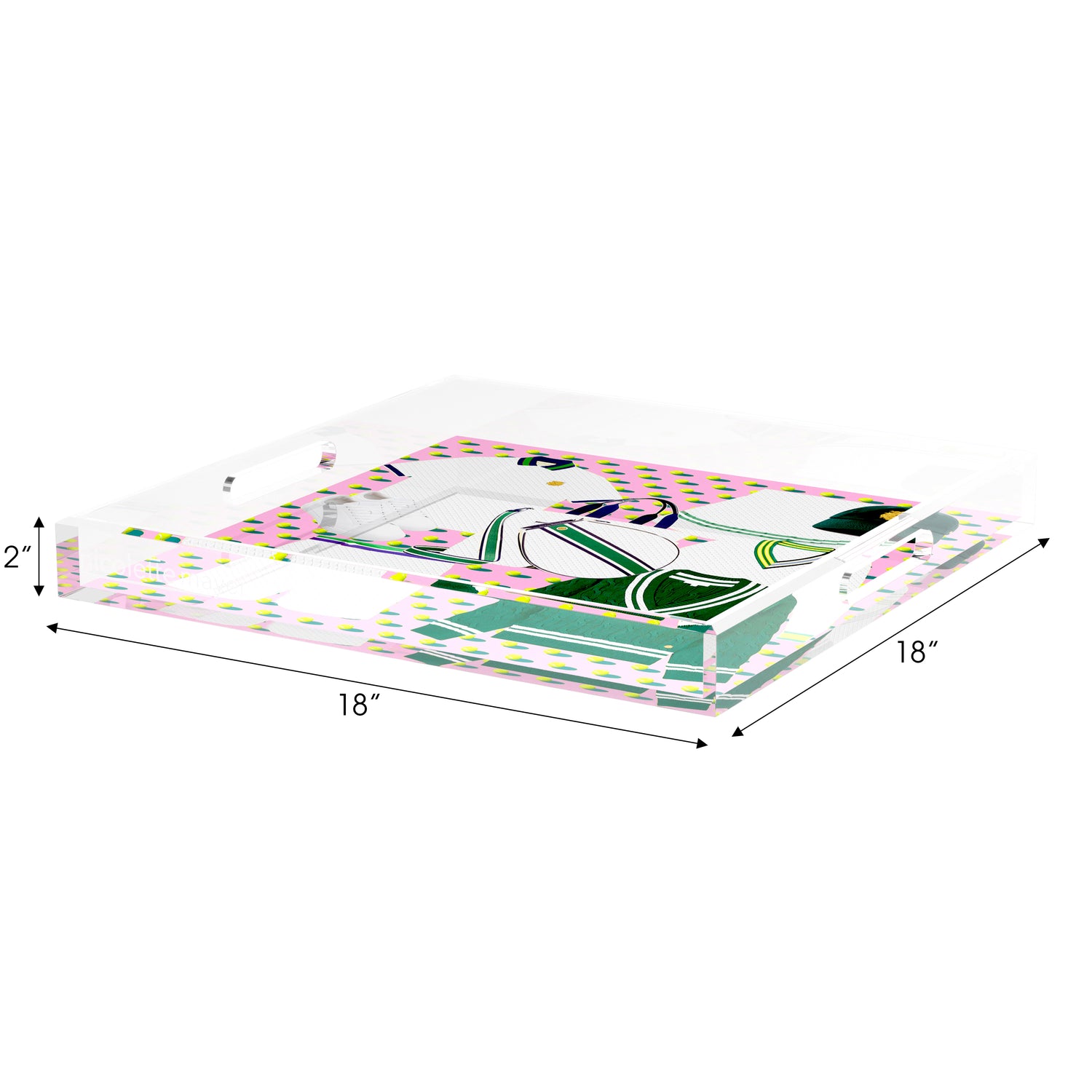 Tenniscore Fashion Pink  18X18 Acrylic Tray - nicolettemayer.com 