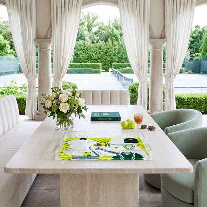 Tenniscore Fashion Chartreuse Kelly Tennis Acrylic Rectangle Decorative Tray, 12.5 x 7.75 in., 17 x 10.5 in., 22.5 x 14.5 in. by Nicolette Mayer 
