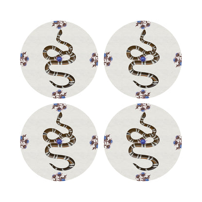 Thistle And Snake Blue White 16&quot; Round Pebble Placemats, Set of 4 - nicolettemayer.com
