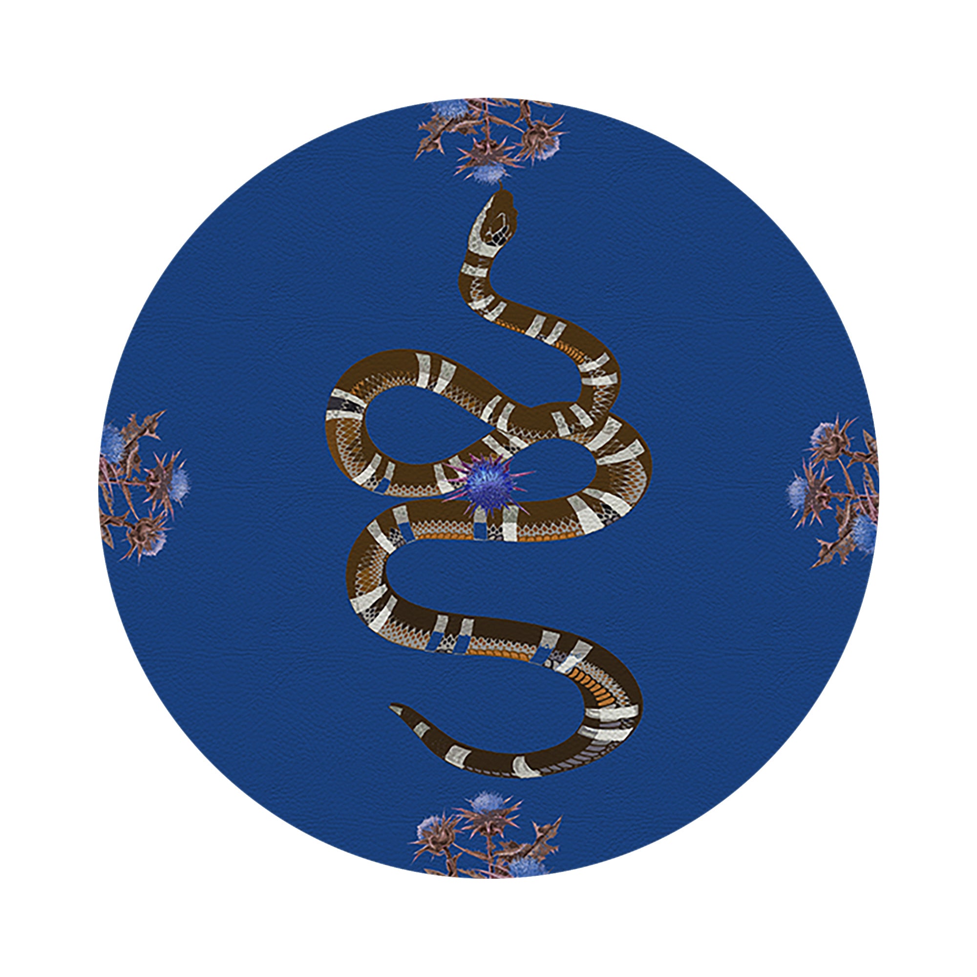 Thistle And Snake Blue 16&quot; Round Pebble Placemats, Set of 4 - nicolettemayer.com
