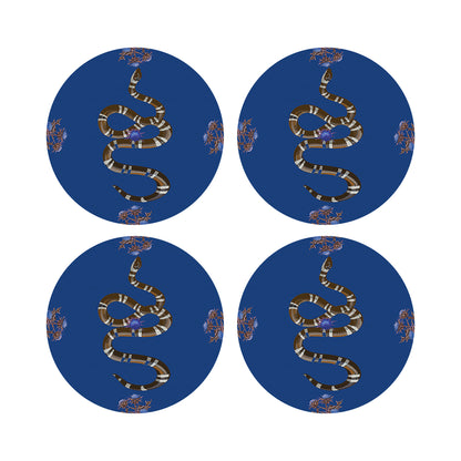 Thistle And Snake Blue 16&quot; Round Pebble Placemats, Set of 4 - nicolettemayer.com
