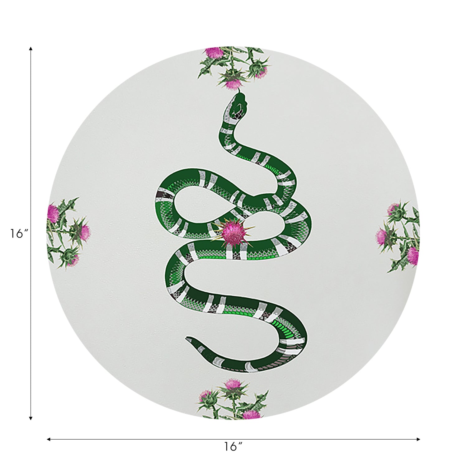 Distel und Schlange, rund, 40,6 cm, rosa/weiß, Kieselstein-Tischset, 4 Stück