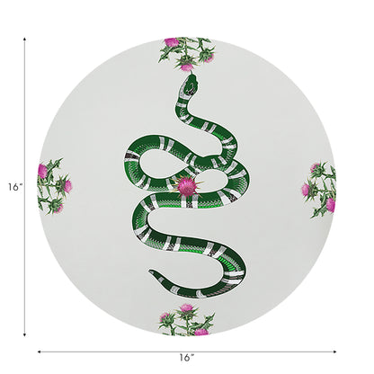 Distel und Schlange, rund, 40,6 cm, rosa/weiß, Kieselstein-Tischset, 4 Stück