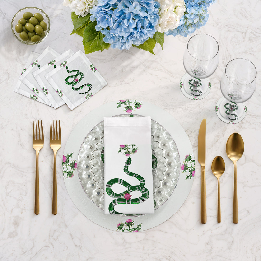 Thistle And Snake Pink White 16" Round Pebble Placemats, Set of 4 - nicolettemayer.com
