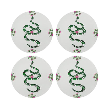 Thistle And Snake Pink White 16&quot; Round Pebble Placemats, Set of 4 - nicolettemayer.com
