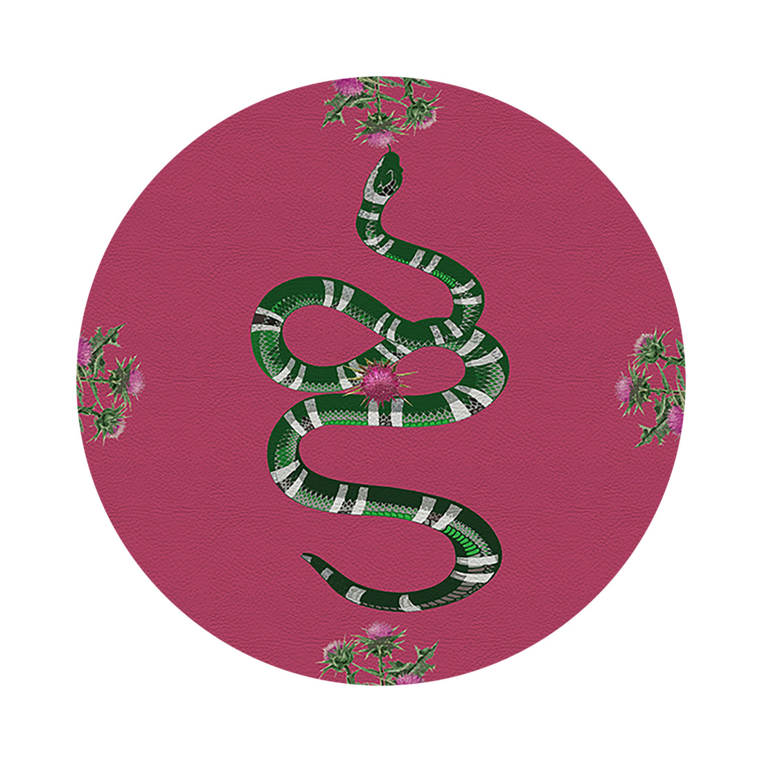 Thistle And Snake Pink 16&quot; Round Pebble Placemat Set of 4 - nicolettemayer.com