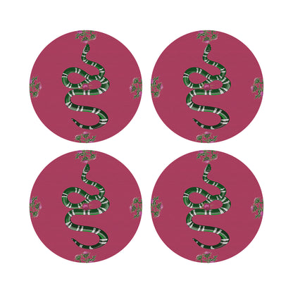 Thistle And Snake Pink 16&quot; Round Pebble Placemats, Set of 4 - nicolettemayer.com
