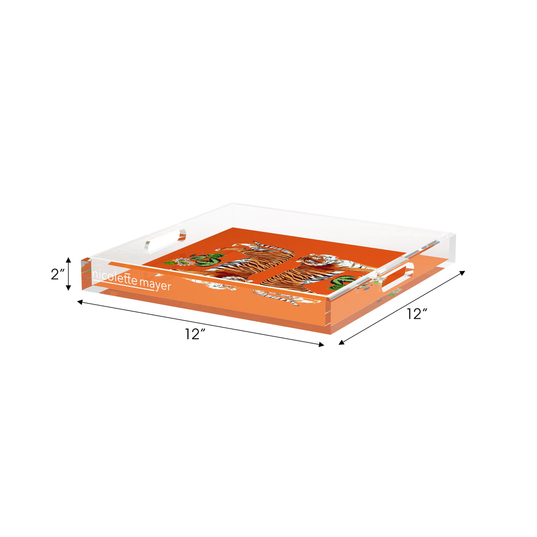 Tiger Seeing Double Orangerie Acrylic Decorative Tray, 12 x 12 in. by Nicolette Mayer 