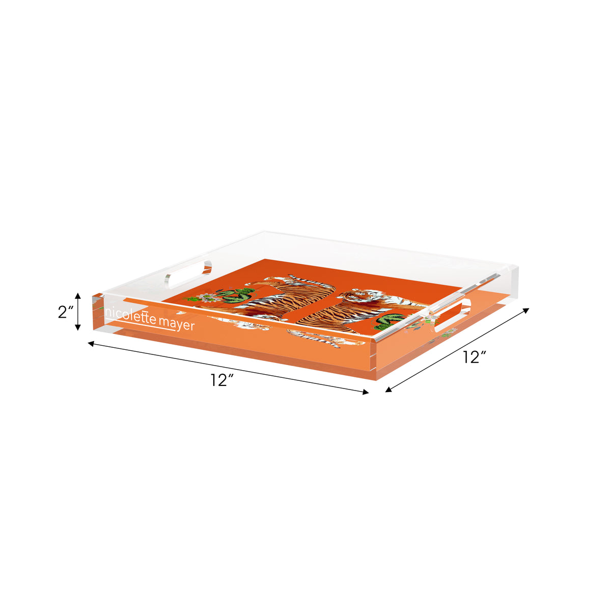 Tiger Seeing Double Orangerie Acrylic Decorative Tray, 12 x 12 in. by Nicolette Mayer 
