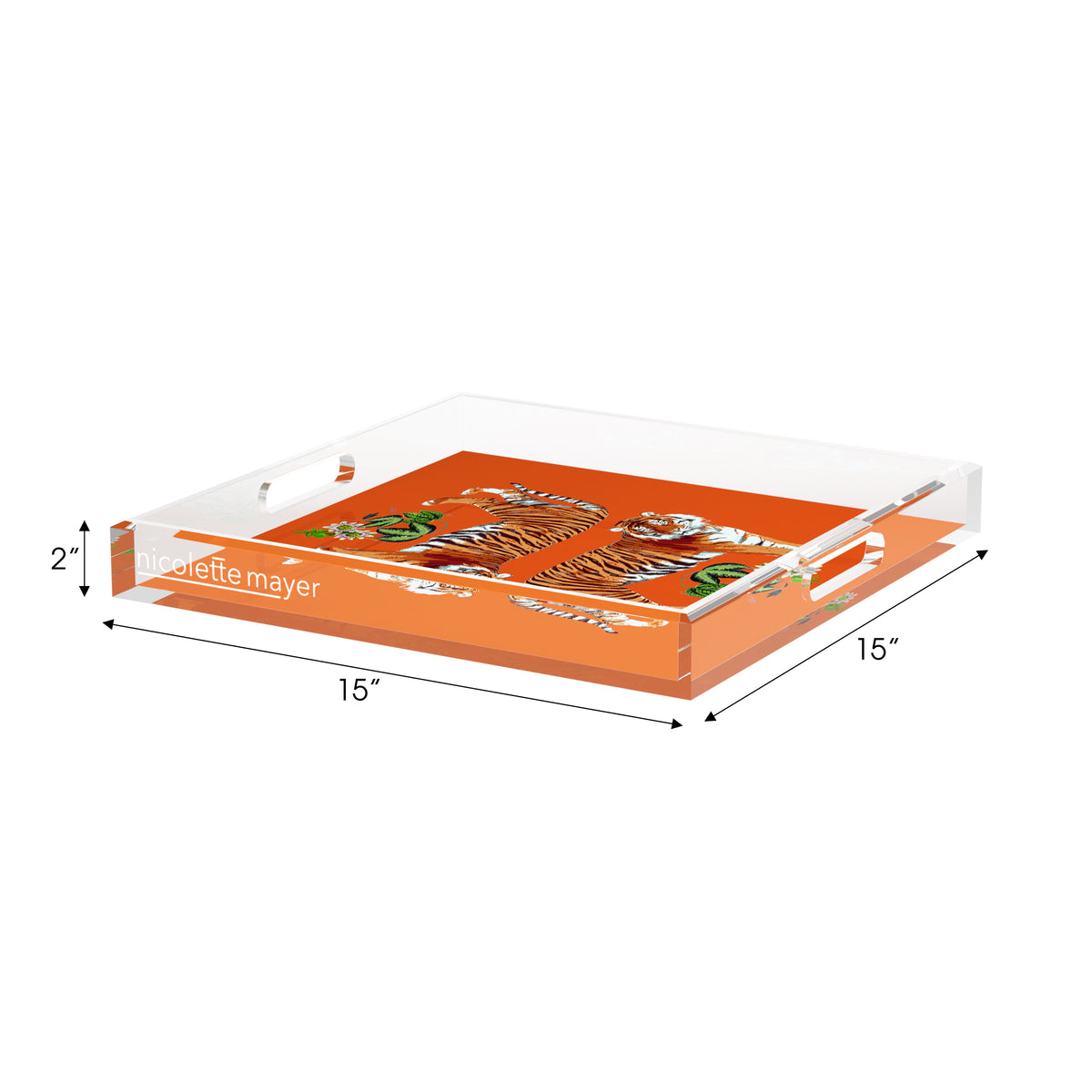 Tiger Seeing Double Orangerie Acrylic Decorative Tray, 15 x 15 in. by Nicolette Mayer 