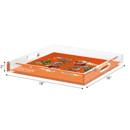 Tiger Seeing Double Orangerie Acrylic Decorative Tray, 18 x 18 in. by Nicolette Mayer 