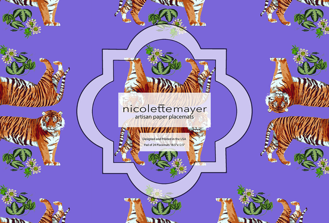 Tiger Seeing Double Festive Paper Placemat Pad, One Set Of 24