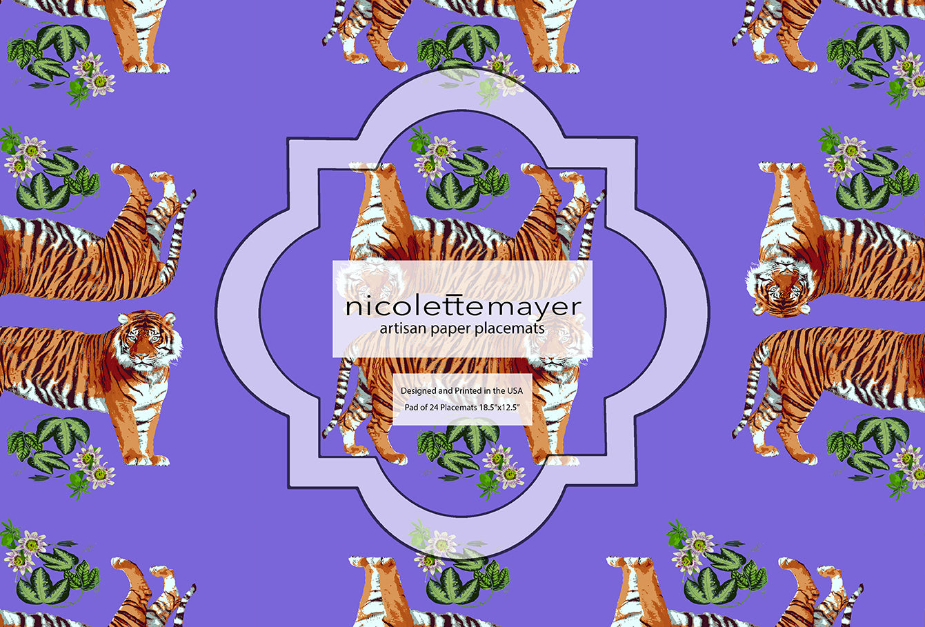 Tiger Seeing Double Festive Paper Placemat Pad, One Set Of 24