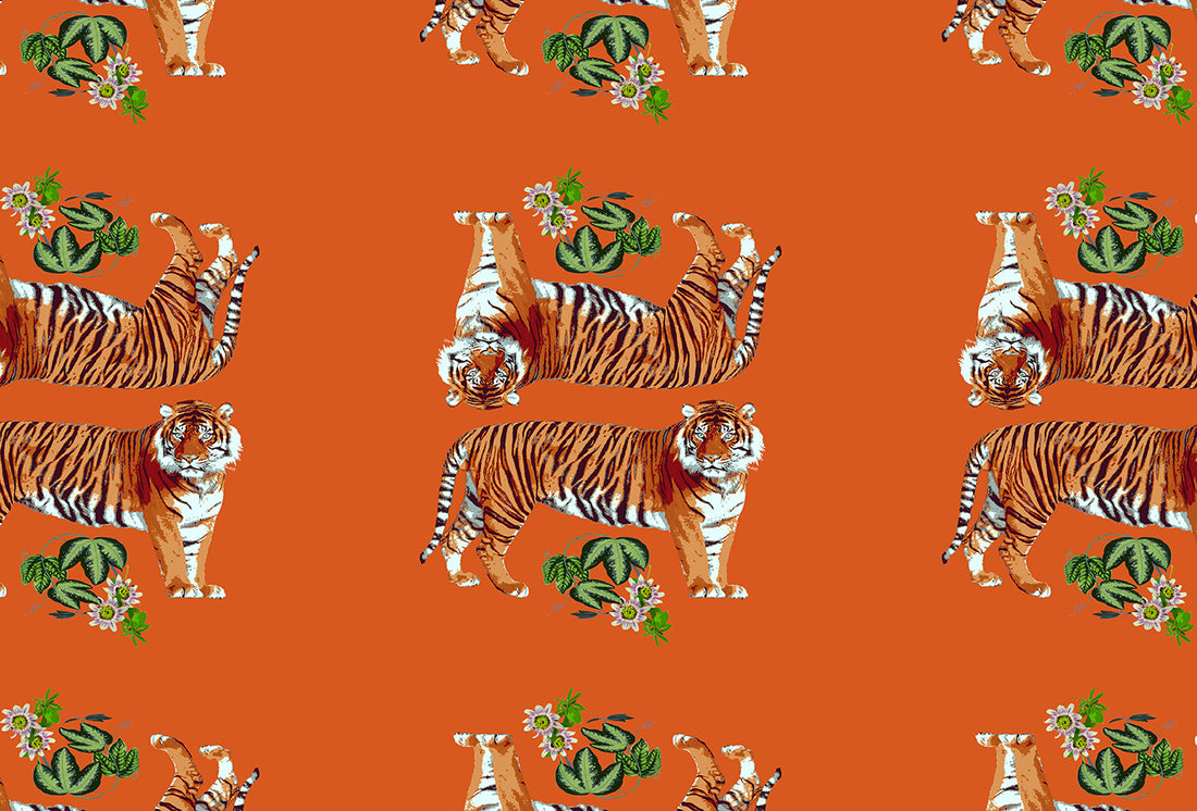 Tiger Seeing Double Orangerie Paper Placemat Pad, One Set Of 24