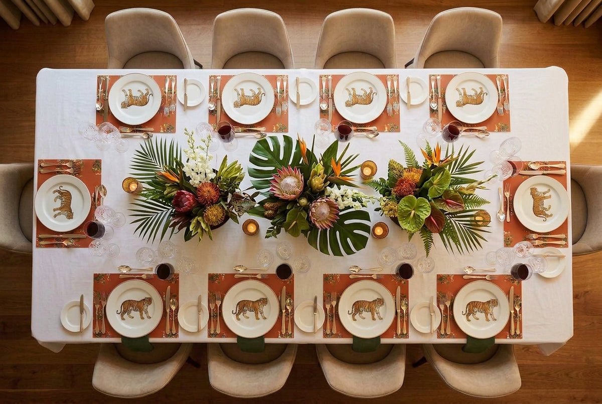 Set de table en papier « Tigre voyant double orangerie », lot de 24