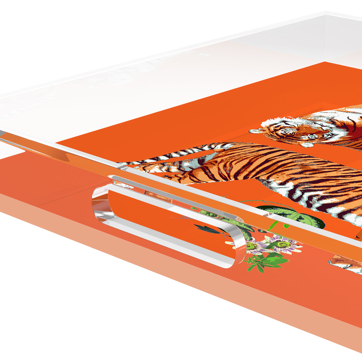 Tiger Seeing Double Orangerie Acrylic Decorative Tray, 12 x 12 in. by Nicolette Mayer 