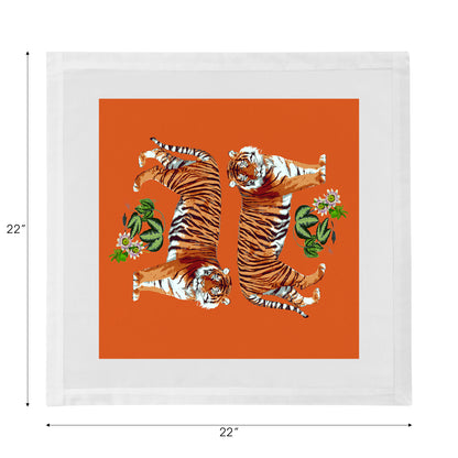 Tiger Seeing Double Orange Cotton Sateen Dinner Napkins - nicolettemayer.com