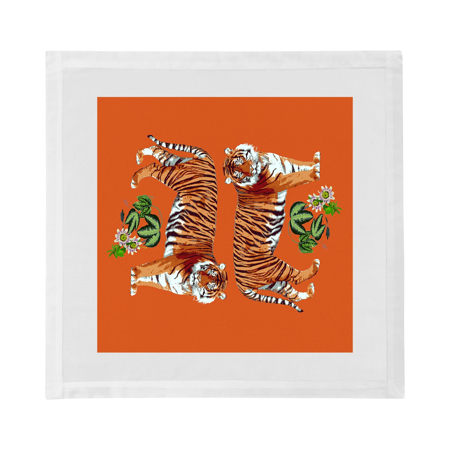 Tiger Seeing Double Orange Cotton Sateen Dinner Napkins - nicolettemayer.com
