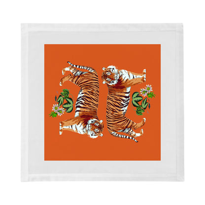 Tiger Seeing Double Orange Cotton Sateen Dinner Napkins - nicolettemayer.com