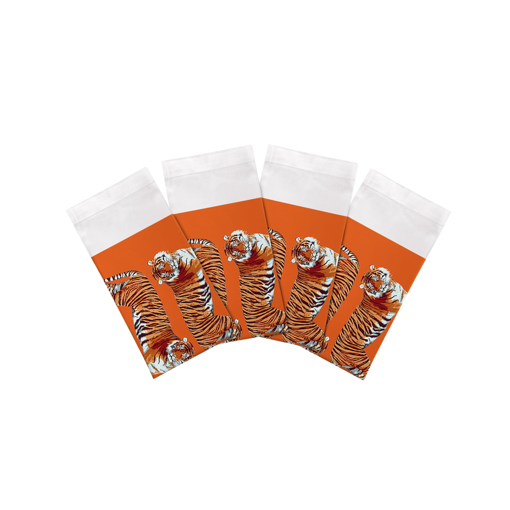 Tiger Seeing Double Orange Cotton Sateen Dinner Napkins - nicolettemayer.com